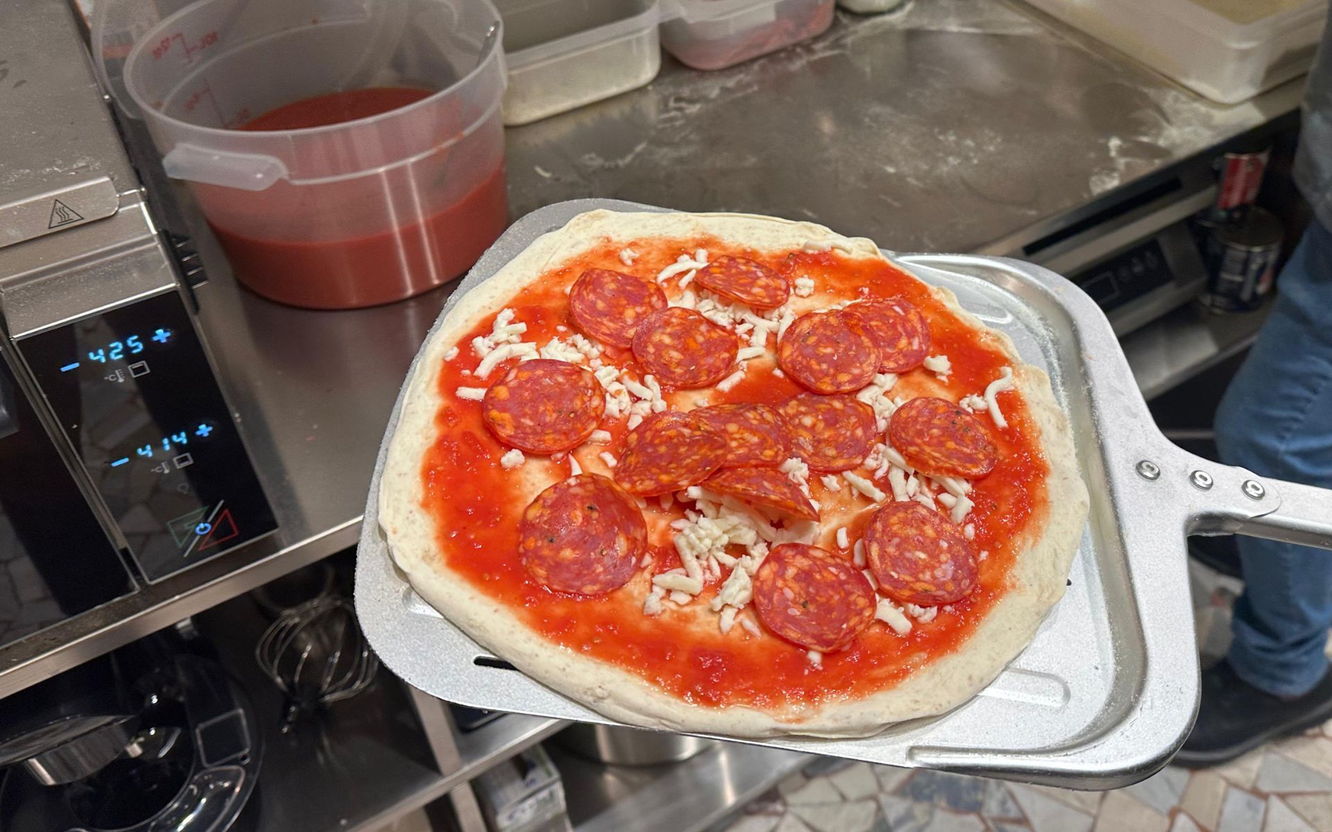 Pizza with Peperoni in ove