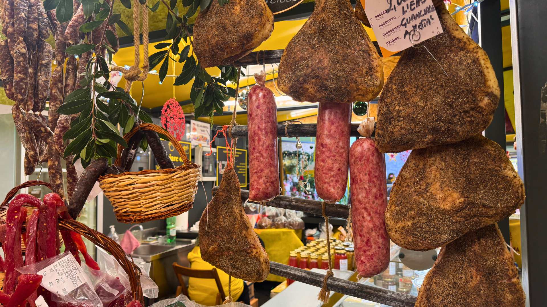 Hanging Hams At Local Food Market