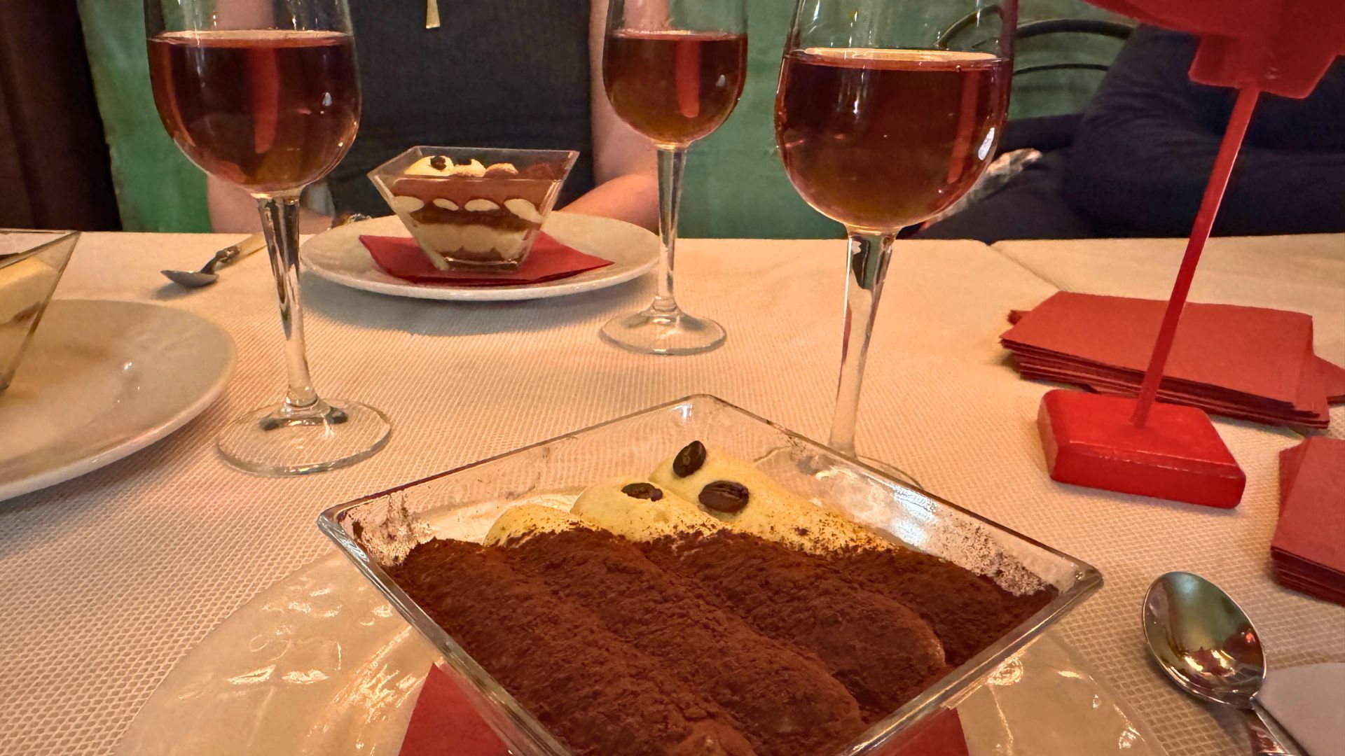 tiramisu and wine